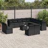 vidaXL 14 Piece Garden Sofa Set with Cushions Black Poly Rattan
