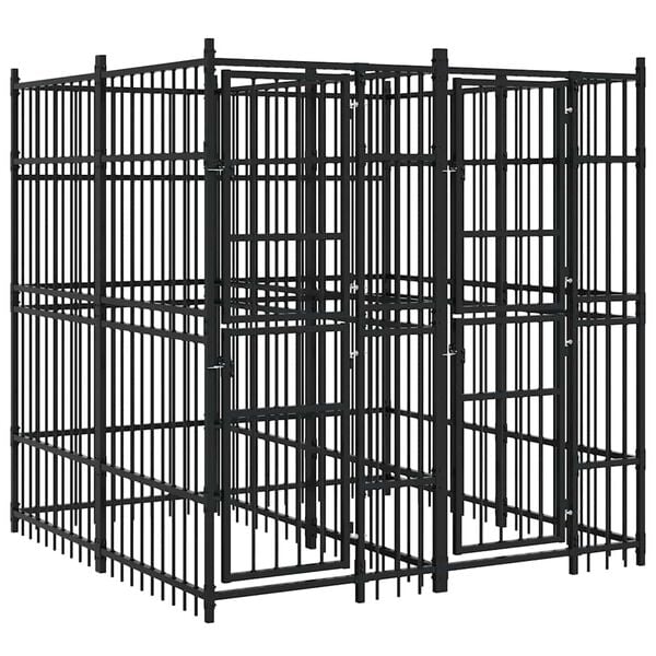 vidaXL Outdoor Dog Kennel Steel 3.69 m&sup2;