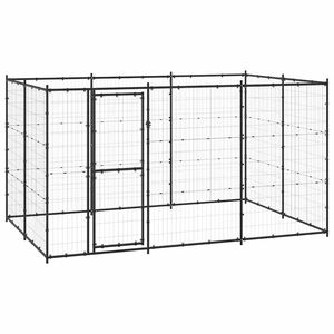 vidaXL Dog Kennel | Black | Powder-coated steel | 7.26 m&sup2; | Tough | Dog Kennel