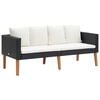 vidaXL 4 Piece Garden Lounge Set with Cushions Poly Rattan Black