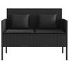 vidaXL Garden Bench with Cushions Black Poly Rattan