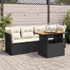 vidaXL 5 Piece Garden Sofa Set with Cushions Black Poly Rattan