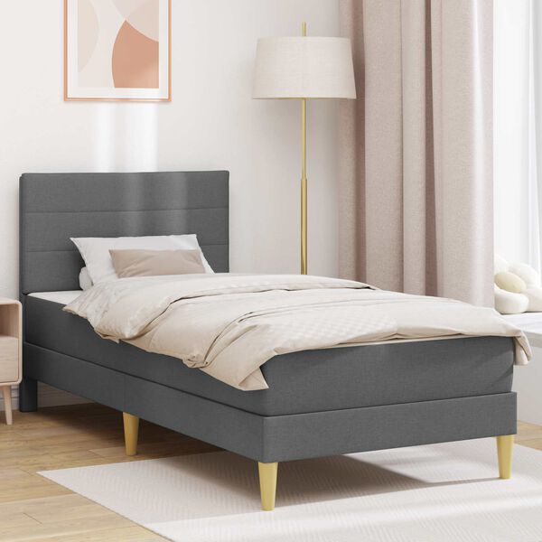 vidaXL Bed Frame with Mattress Dark Grey 90 x 190 cm Fabric