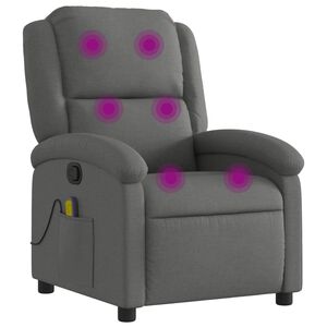 vidaXL Massage Recliner Chair Dark Grey Fabric