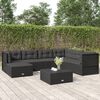 vidaXL 7 Piece Garden Lounge Set with Cushions Black Poly Rattan