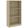vidaXL 3-Tier Book Cabinet Sonoma Oak 60x24x109 cm Engineered Wood