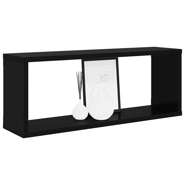 vidaXL Wall Cube Shelf 4 pcs Black 60x15x23 cm Engineered Wood