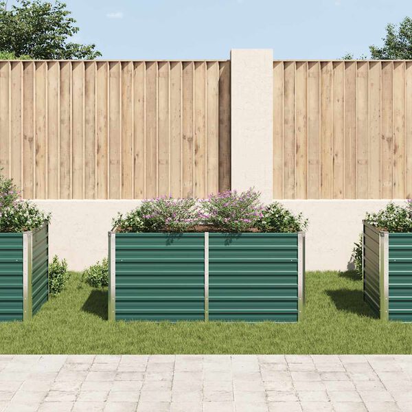 vidaXL Raised Garden Bed 160x80x77 cm Galvanised Steel Green