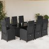 vidaXL 9 Piece Garden Dining Set with Cushions Black Poly Rattan