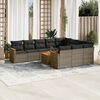 vidaXL 11 Piece Garden Sofa Set with Cushions Grey Poly Rattan