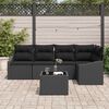 vidaXL Sofa Set with Cushion with Storage 6 pcs Black Poly Rattan