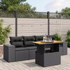 vidaXL 5 Piece Garden Sofa Set with Cushions Black Poly Rattan