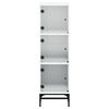 vidaXL Highboard with Glass Doors White 35x37x120 cm