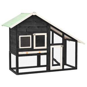 vidaXL Rabbit Hutch | Grey and White