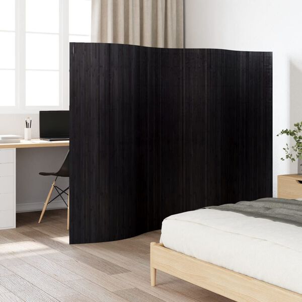 vidaXL Room Divider Black Width 250 cm Height 165 cm Bamboo