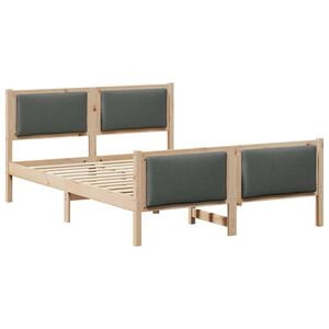 vidaXL Bed Frame with Headboard Dark Grey 135 x 190 cm Fabric