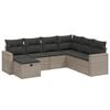 vidaXL 7 Piece Garden Sofa Set with Cushions Grey Poly Rattan