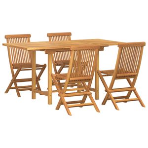 vidaXL Garden Dining Set 5 pcs Brown Solid Teak Wood