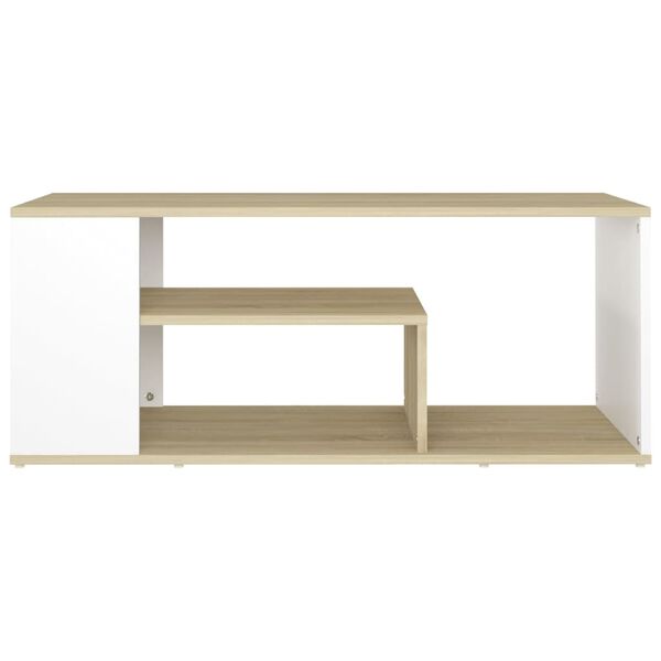 vidaXL Coffee Table White and Sonoma Oak 100x50x40 cm Engineered Wood