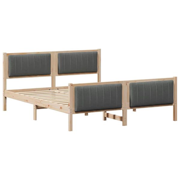 vidaXL Bed frame Brown and dark grey 150 x 200 cm Solid pine wood