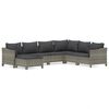 vidaXL 7 Piece Garden Lounge Set with Cushions Grey Poly Rattan