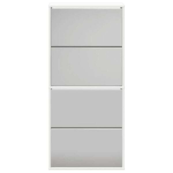 vidaXL Shoe Cabinet 4-Layer Mirror White 63x17x134 cm