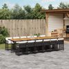 vidaXL 13 Piece Garden Dining Set with Cushions Black Poly Rattan