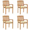 vidaXL Stacking Garden Chairs with Cushions 4 pcs Solid Teak Wood
