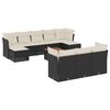 vidaXL 11 Piece Garden Sofa Set with Cushions Black Poly Rattan