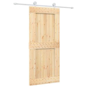 vidaXL Sliding Door Natural and White 90 x 210 cm Solid Pine Wood