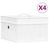 vidaXL Storage Box | Set of 4 | White | Bamboo and woven fabric