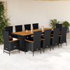 vidaXL 11 Piece Garden Dining Set with Cushions Black Poly Rattan