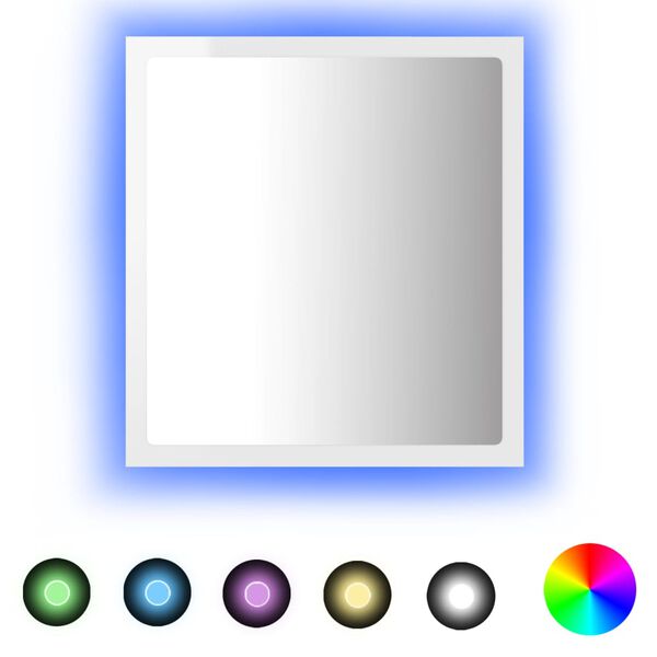 vidaXL LED Bathroom Mirror High Gloss White 40x8.5x37 cm Acrylic