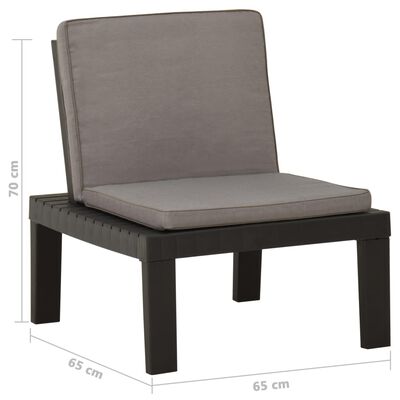 vidaXL Garden Lounge Chairs with Cushions 2 pcs Plastic Grey