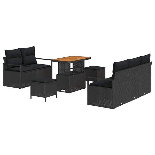 vidaXL Garden Sofa Set with Cushion with Storage 8 pcs Black
