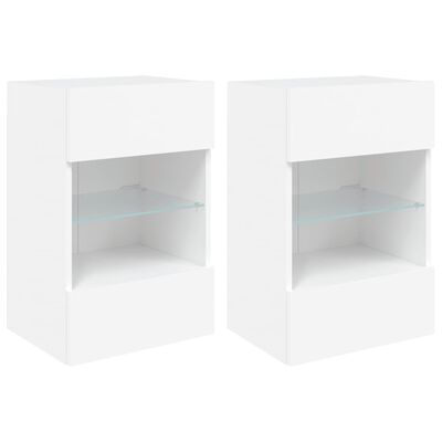 vidaXL TV Wall Cabinets with LED Lights 2 pcs White 40x30x60.5 cm