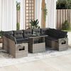 vidaXL 10 Piece Garden Sofa Set with Cushions Grey Poly Rattan