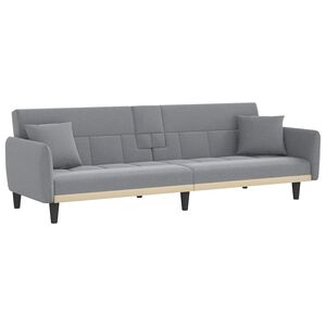 vidaXL Sofa Bed with Cup Holders Light Grey Fabric