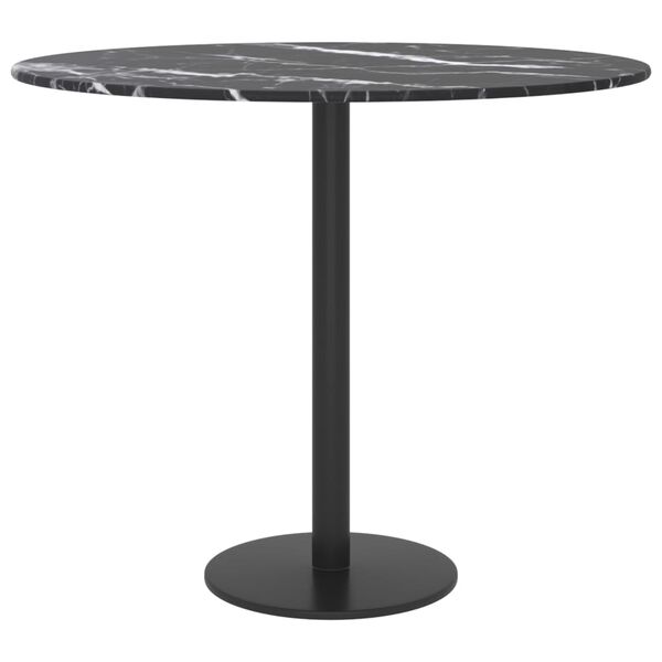 vidaXL Table Top Black Ø50x0.8 cm Tempered Glass with Marble Design