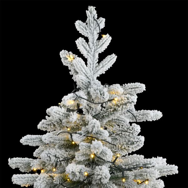 vidaXL Artificial Hinged Christmas Tree 300 LEDs & Flocked Snow 210 cm