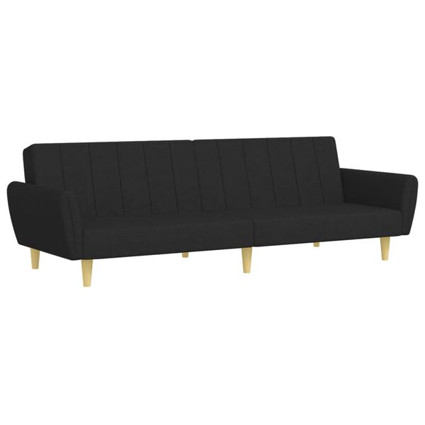 vidaXL 2-Seater Sofa Bed with Footstool Black Fabric