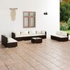 vidaXL 9 Piece Garden Lounge Set with Cushions Poly Rattan Brown