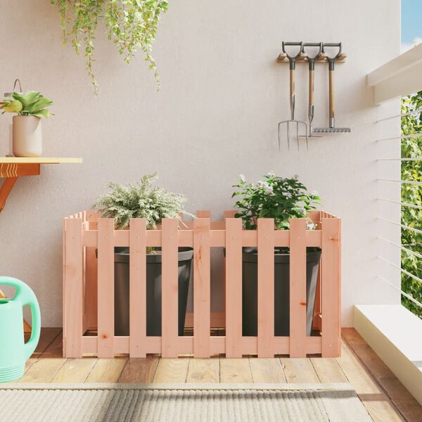 vidaXL Garden Raised Bed with Fence Design 100x50x50 cm Solid Wood Douglas