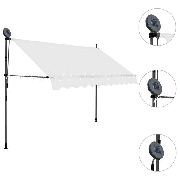 vidaXL Manual Retractable Awning with LED 300 cm Cream