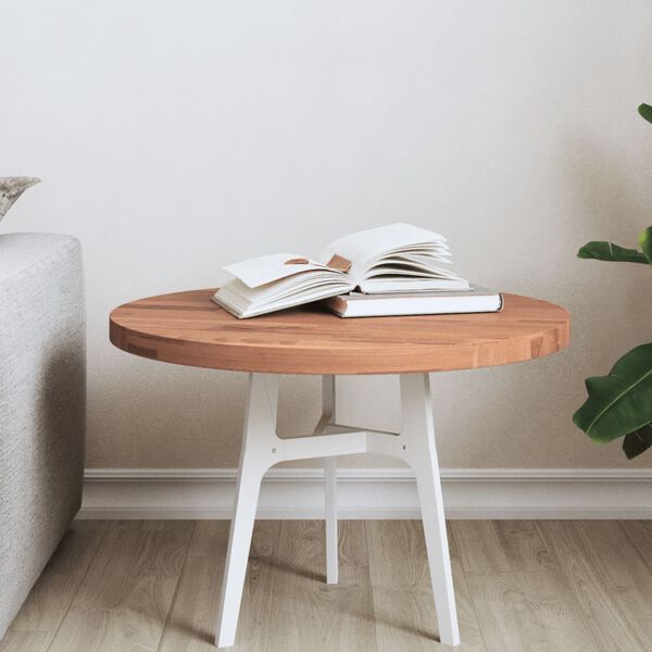 vidaXL Table Top &Oslash;50x2.5 cm Round Solid Wood Beech