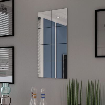 vidaXL Frameless Mirror Tiles Glass 16 pcs 20.5 cm