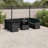vidaXL 10 Piece Garden Sofa Set with Cushions Black Poly Rattan
