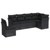 vidaXL 6 Piece Garden Sofa Set with Cushions Black Poly Rattan
