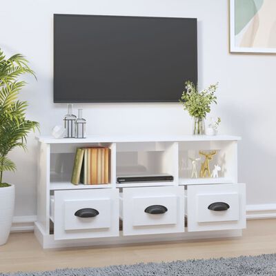 vidaXL TV Cabinet High Gloss White 100x35x50 cm Engineered Wood