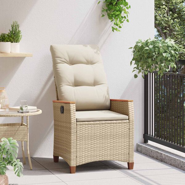 vidaXL Reclining Garden Chair Beige and Cream 64 x 57.5 x 112 cm